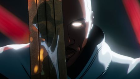 Blade Knight holding a sword in Marvel Zombies.