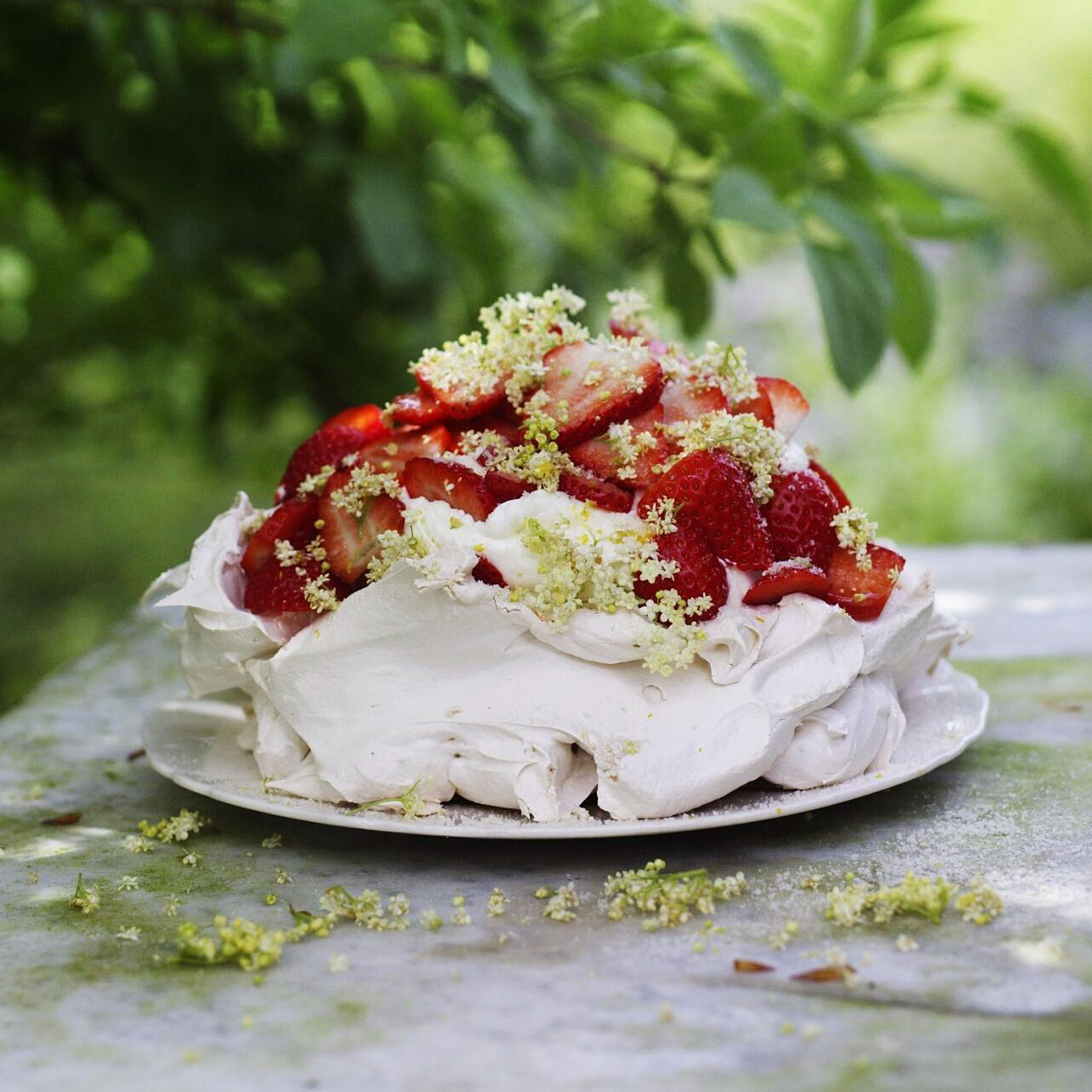 Gill Meller's strawberry and elderflower meringue