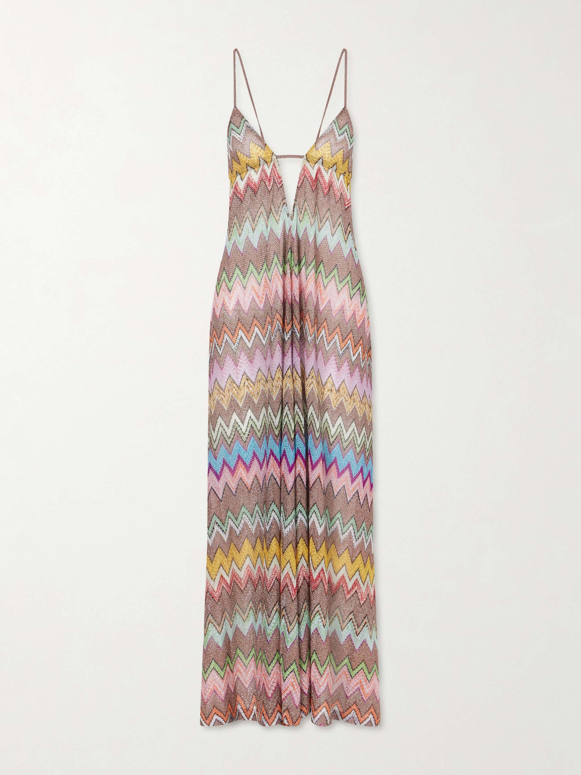 Striped Metallic Crochet-Knit Coverup