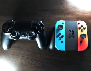 PlayStation controller vs. Nintendo Switch Joy-Con Grip