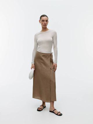 Linen Wrap Skirt - Dark Mole - Arket Gb