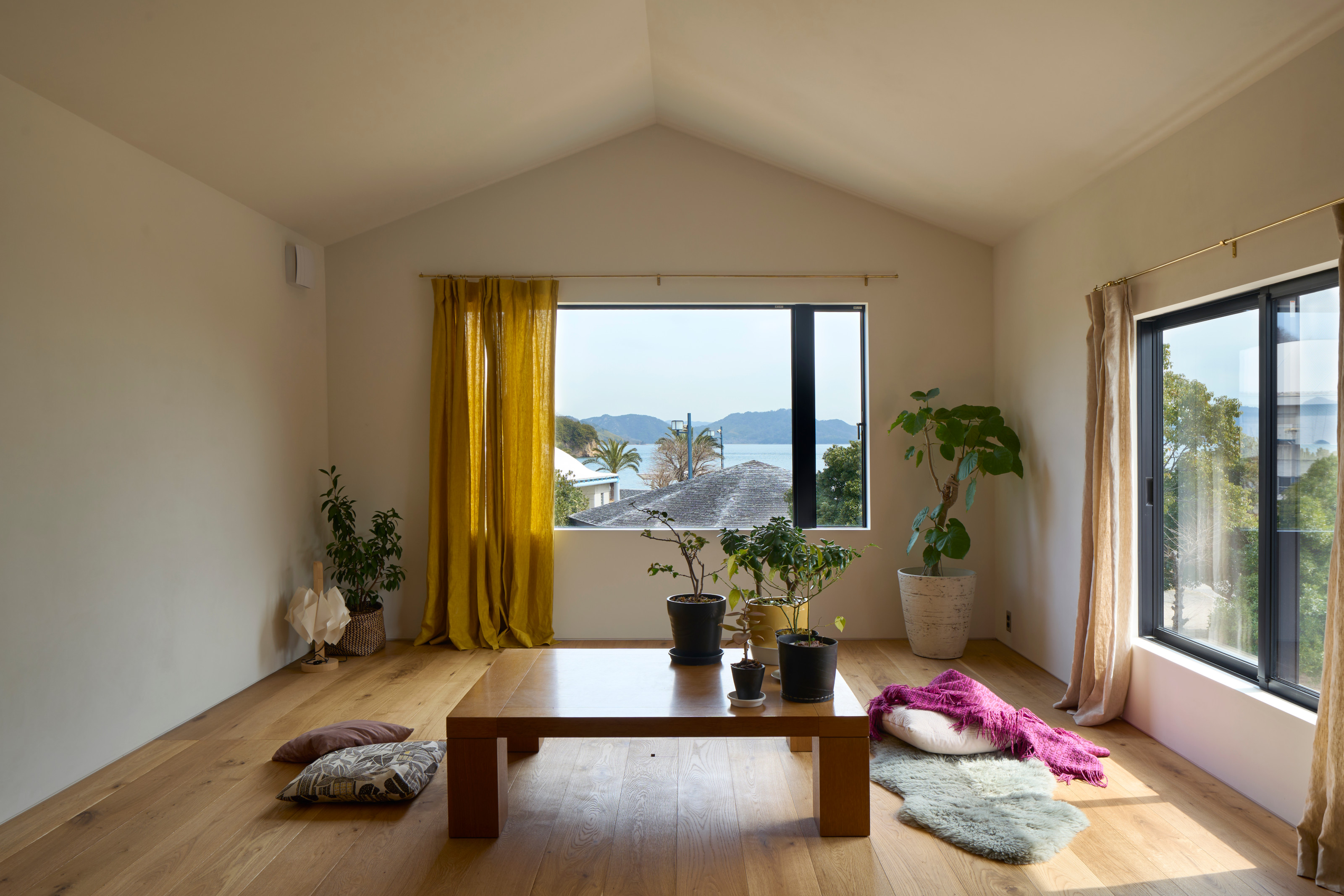 First floor living space with panoramic view of the Setonai sea and islands