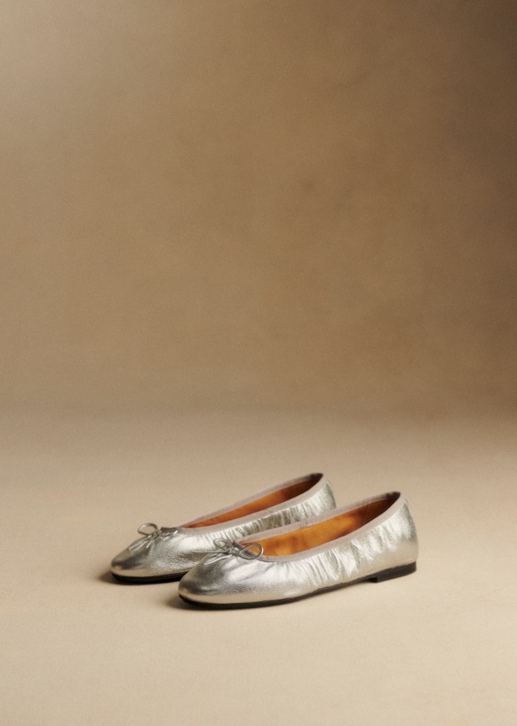 Agathe Low Ballerinas - Silver - Sheep Leather - S&amp;eacute;zane