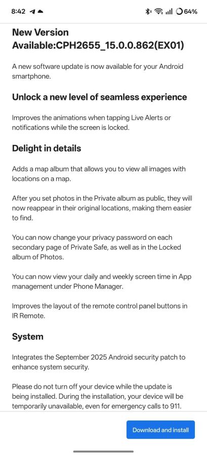 OnePlus 13 firmware update changelog