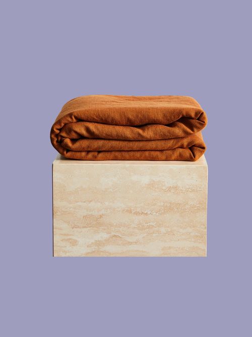 Rust 100% French Flax Linen Throw