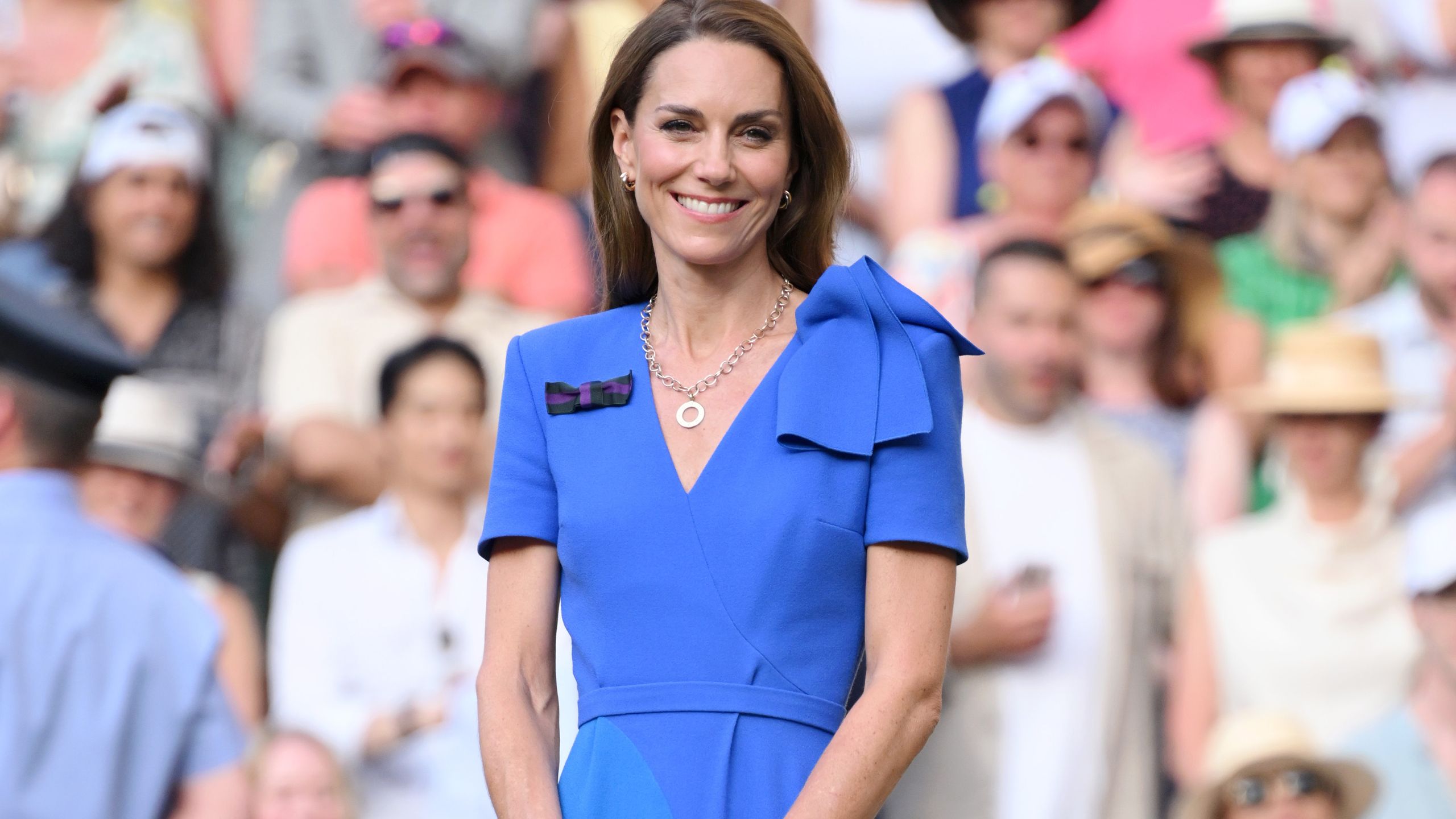 kate middleton blue dress wimbledon brings regal elegance in bold for men's final Kate Middleton Wears a Royal
