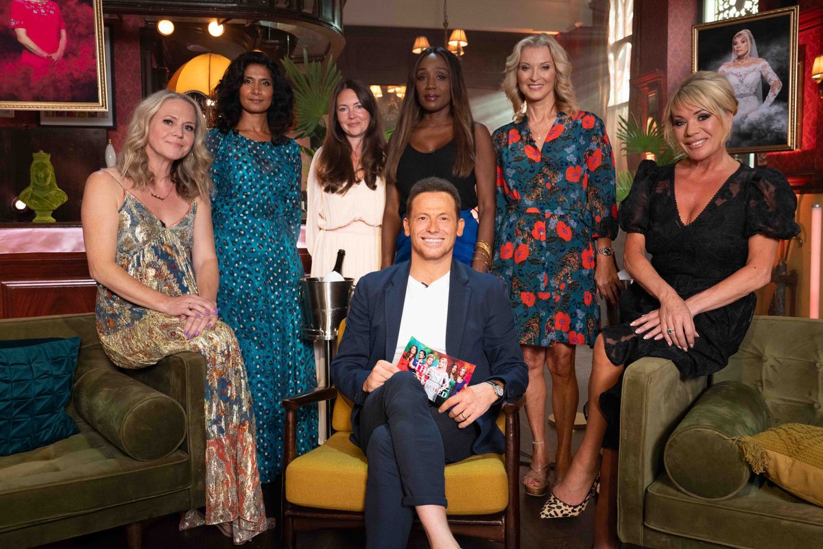 (L-R): Kellie Bright, Balvinder Sopal, Lacey Turner, Diane Parish, Gillian Taylforth, Letitia Dean and Joe Swash.