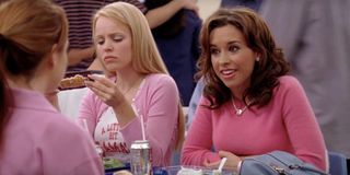Mean Girls Rachel McAdams and Lacey Chabert sit with Lindsay Lohan at lunch