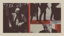 Photo composite illustration of Donald Trump, secret service agents and guests during the WHCA dinner attack