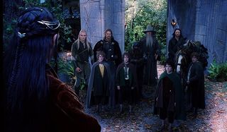 Lord of the Rings: Fellowship of The Ring Orlando Bloom Elijah Wood The Fellowship stands before Elr