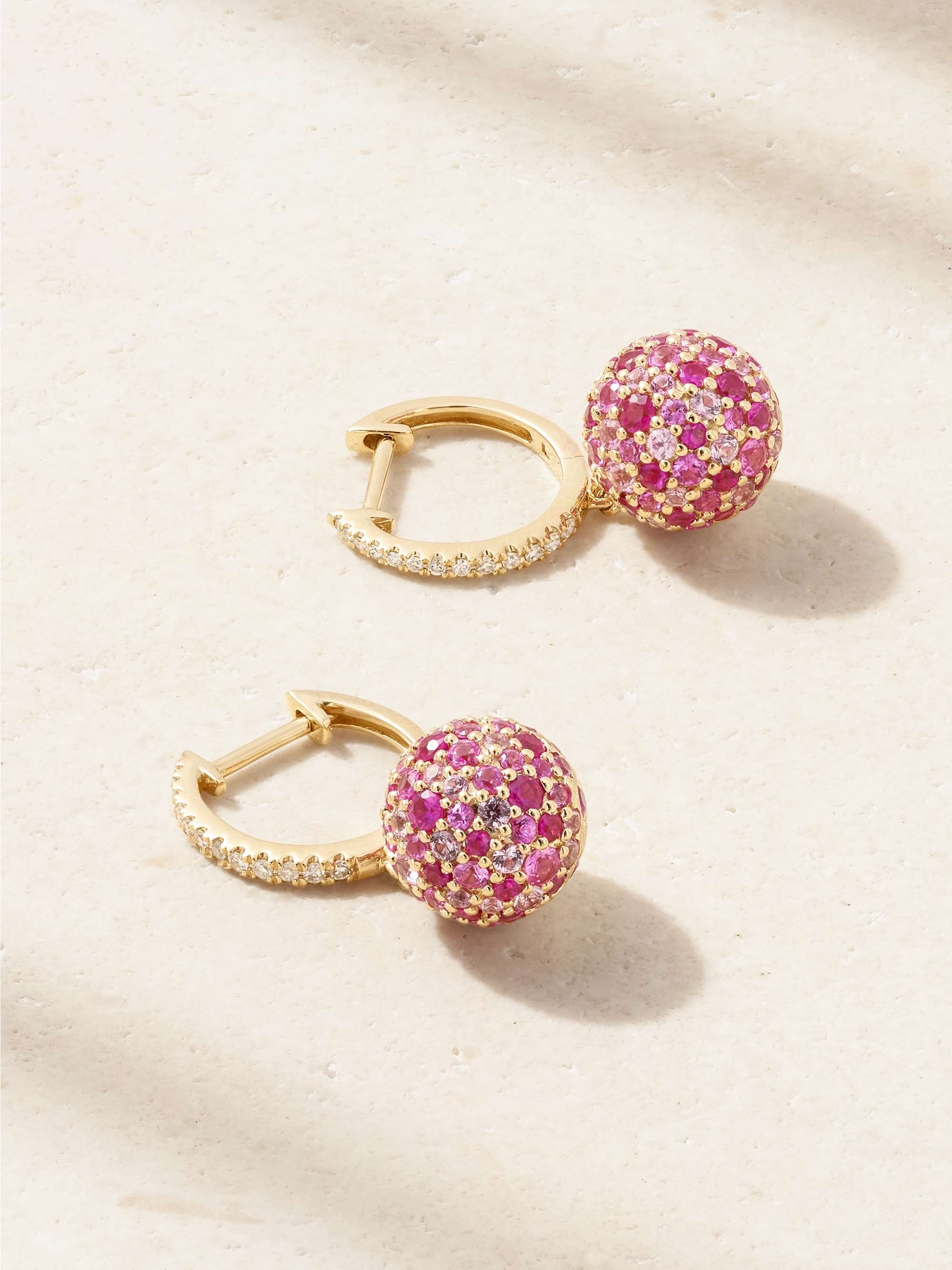 Bauble 14-Karat Gold, Sapphire and Diamond Hoop Earrings