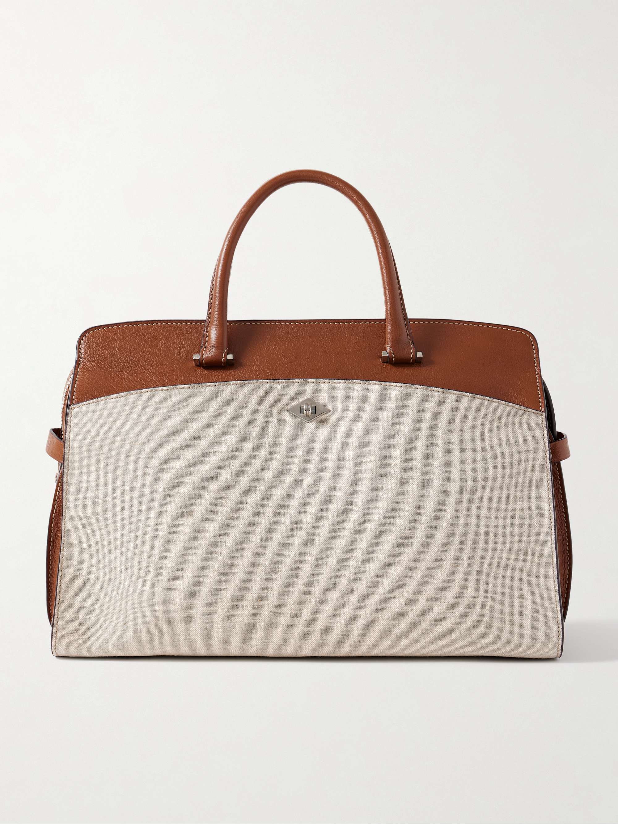 Private Eye Leather and Linen Tote