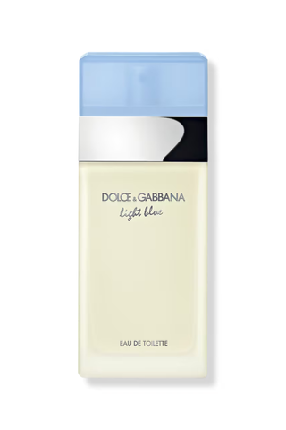 A bottle of Dolce & Gabbana perfume against a white background.