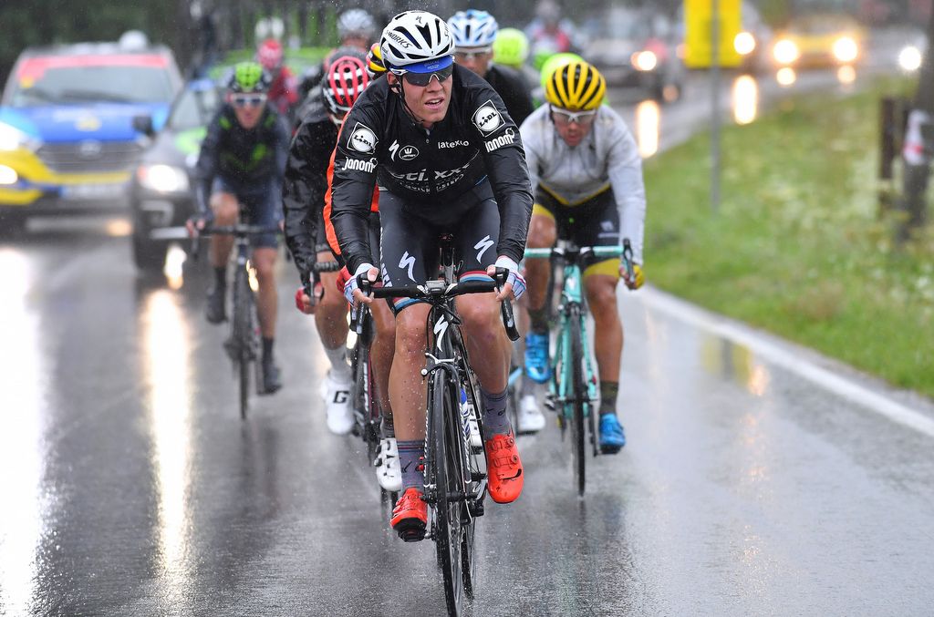Bob Jungels (Etixx-QuickStep) drives the pace in the breakaway