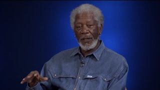 Morgan Freeman, an Academy Award-winning actor, during an Apollo 11 webcast at NASA's Jet Propulsion Laboratory July 18, 2014.