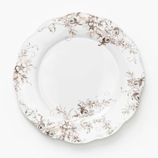 ornate white plate with floral pattern