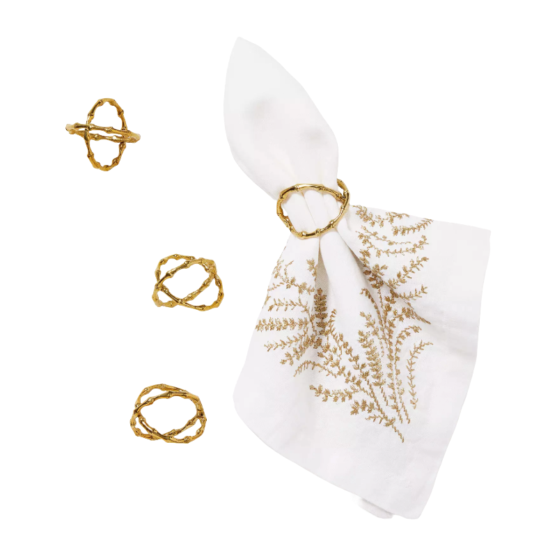 Serena &amp;amp; Lily, Brass Bamboo Napkin Rings (Set of 4)