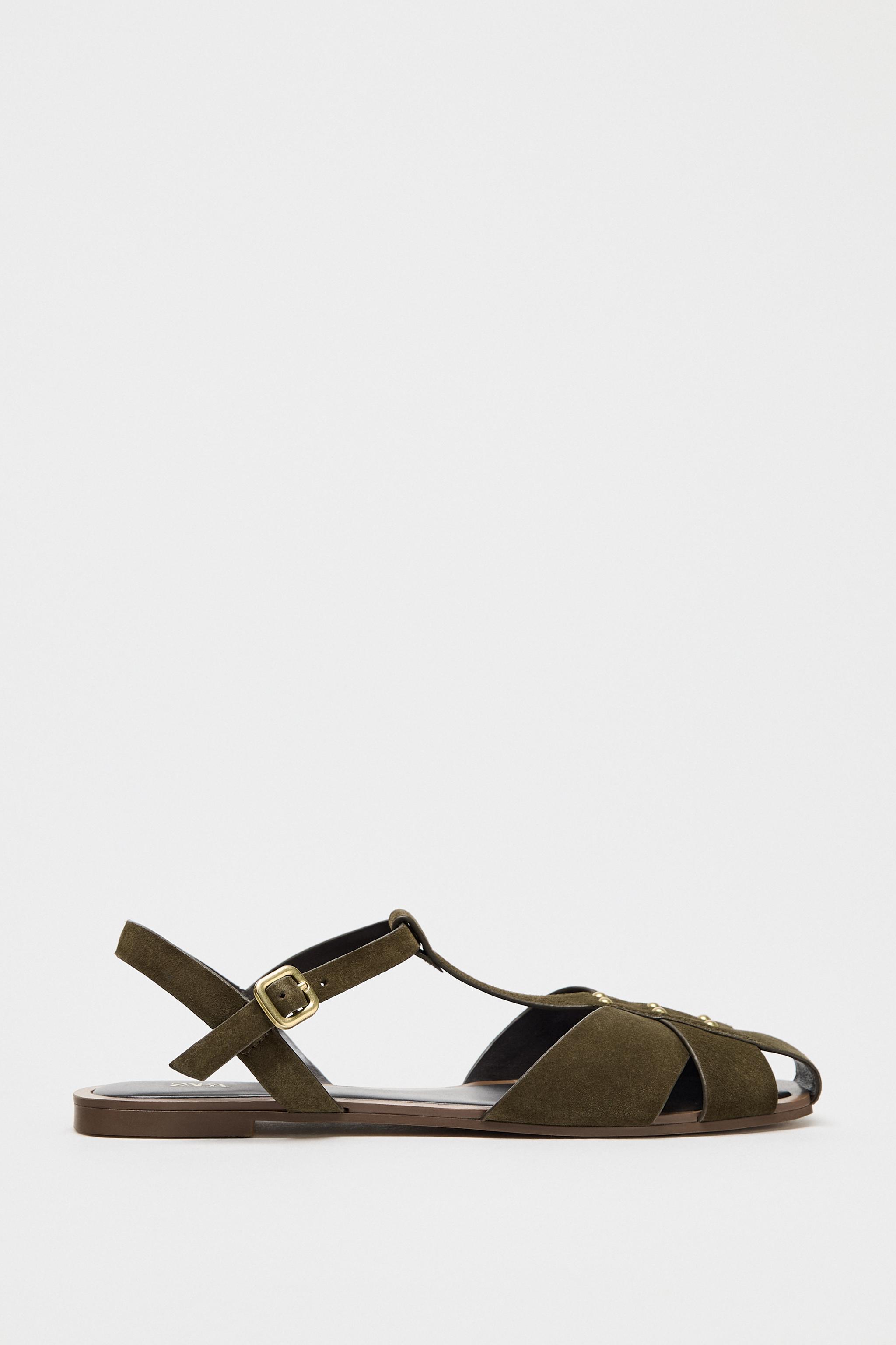 Split Suede Cage Sandals