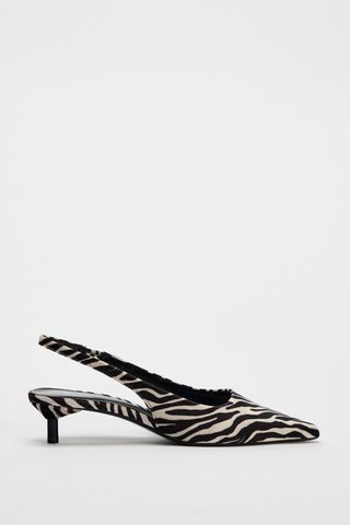 Zara zebra monochrome sling back heels