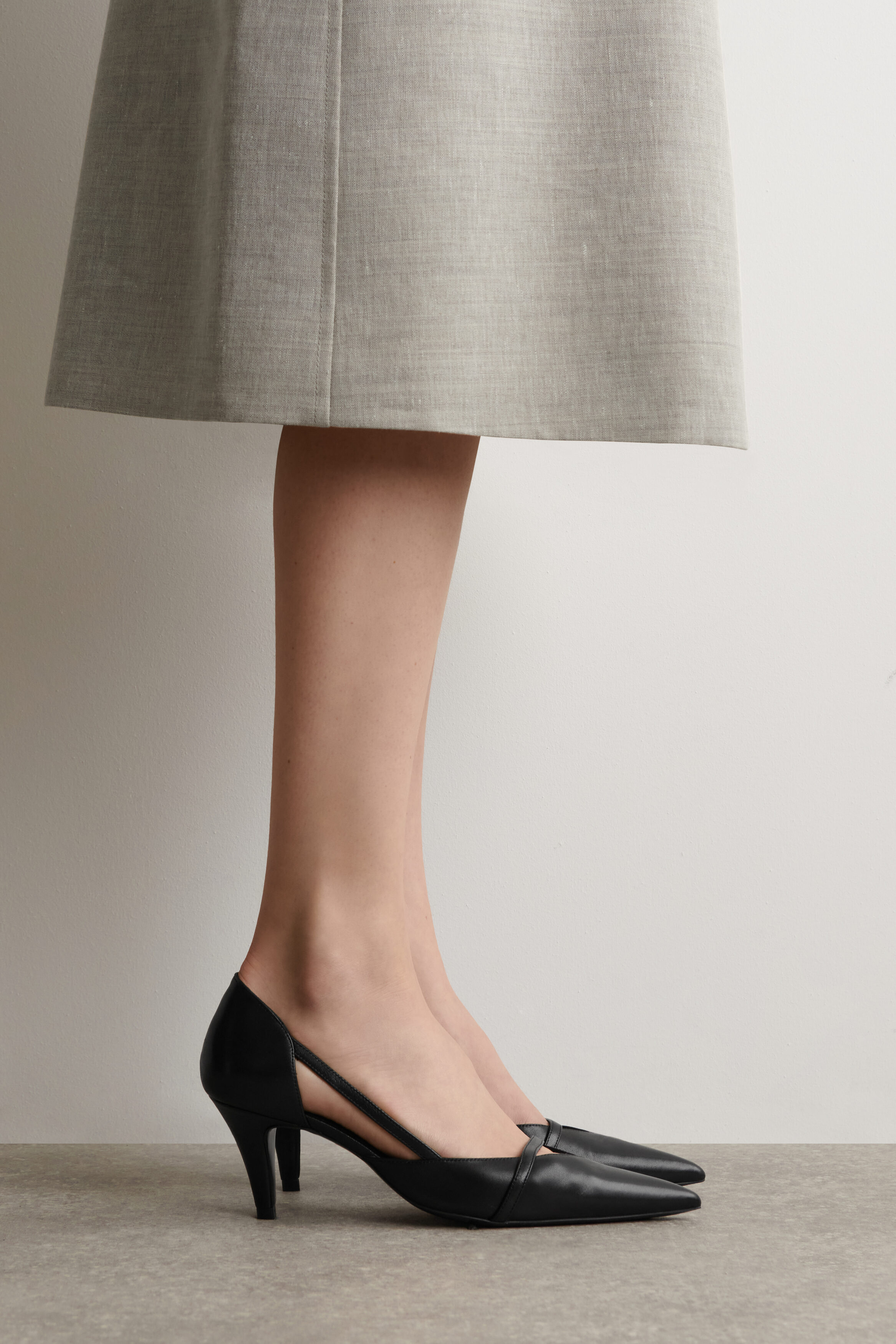 Strap-Detail Leather Pumps