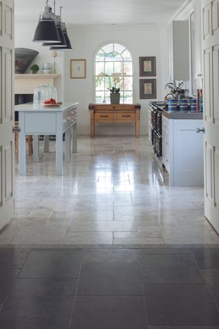 kitchen with flagstone floor