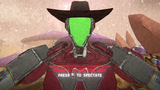 A cowboy robot carrying my dead body