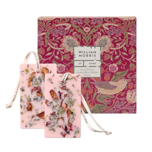William Morris at Home Scented Wax Tablets X2, Infuse Drawers and Closets With Fragrance, Reusuable Box, Vegan and Cruelty Friendly, Housewarming Gift, 169 G (pack of 1), Red
