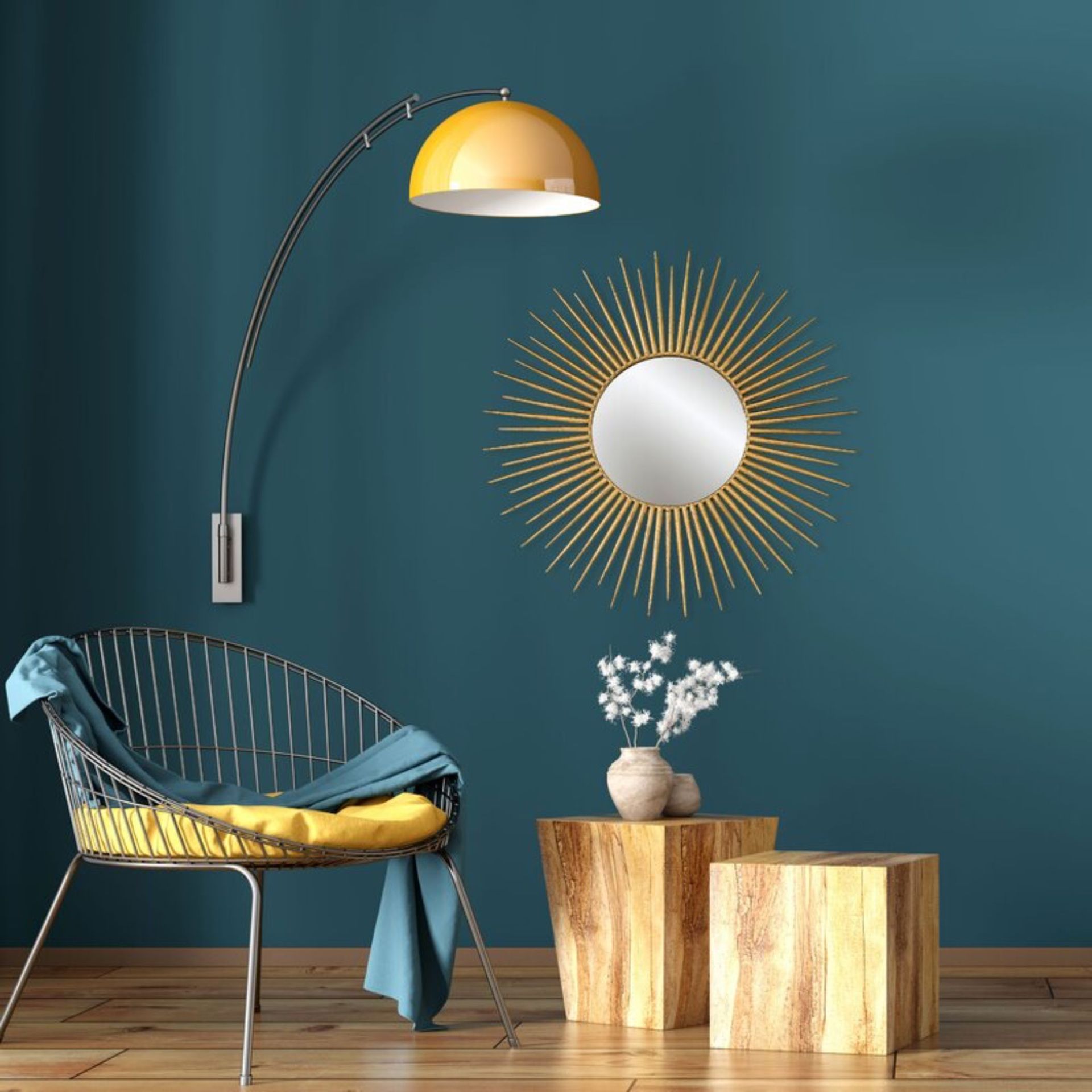 Cermin dinding logam Greeson Sunburst