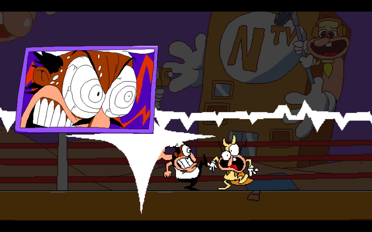 Peppino'nun The Noise ile savaştığı Pizza Tower'ın ekran görüntüsü.