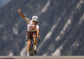 Felix Gall celebrates his Tour de France stage win at Courchevel