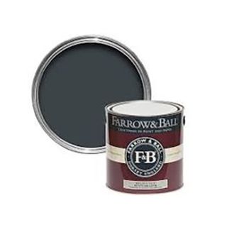 Can of Farrow & Ball railings paint on white background