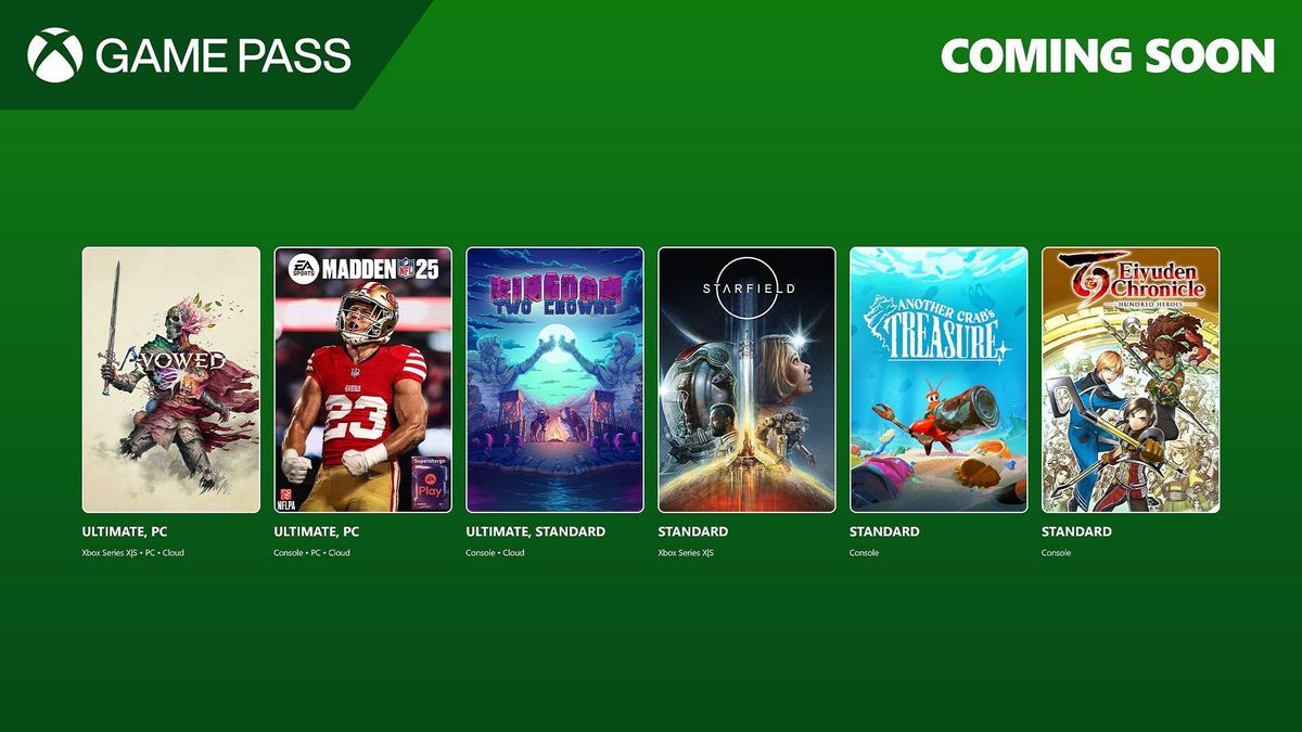 Art of several games coming to Xbox Game Pass soon, including Avowed.