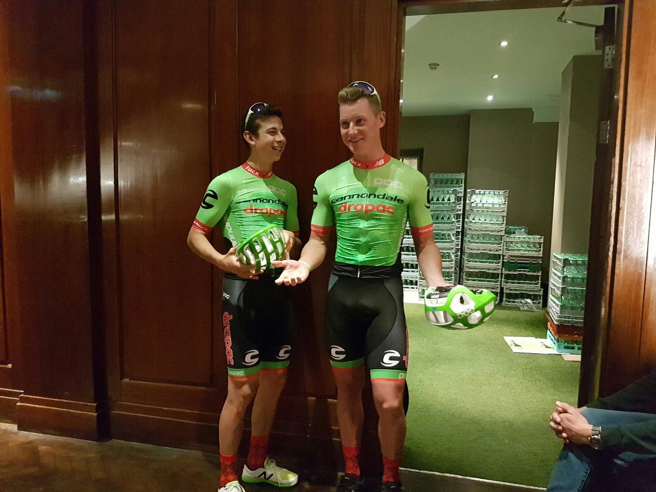 Waiting for Cannondale-Drapac to unveil their new POC team kit at the Roleur Classic in London
