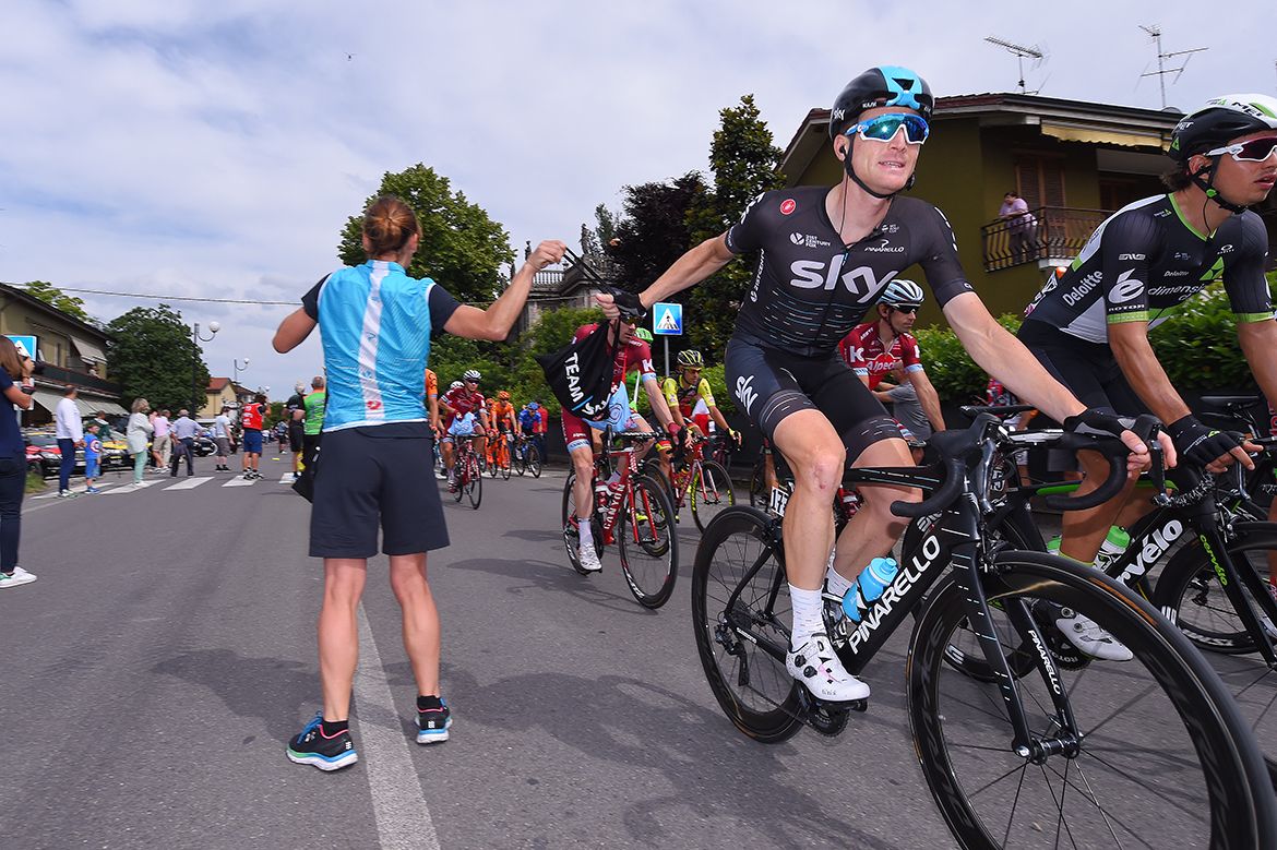 Salvatore Puccio in the feed zone at the Giro d'Italia