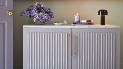 IKEA BESTA with DIY fluted panelling and gold hardware