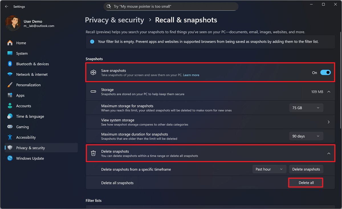 Disable Windows Recall