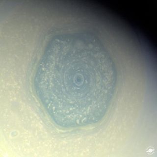 A true-color image of Saturn's north polar region.