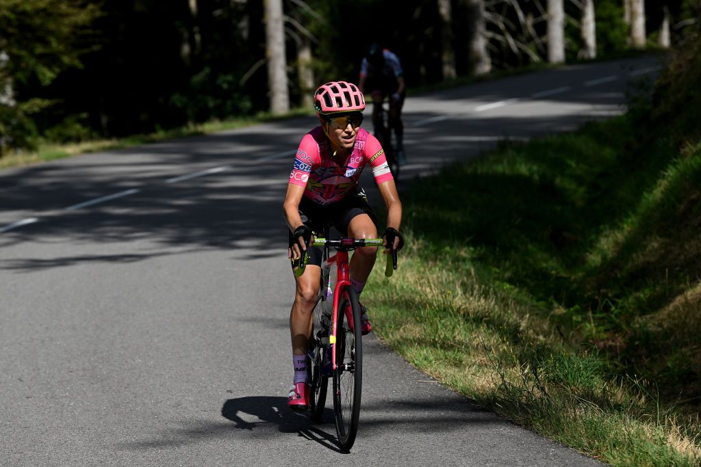 PLANCHE DES BELLES FILLES FRANCE JULY 31 Kristabel Doebel-Hickok of United States and Team EF Education Tibco Svb competes during the 1st Tour de France Femmes 2022 Stage 8 a 1233km stage from Lure to La Super Planche des Belles Filles TDFF UCIWWT on July 31 2022 in Planche des Belles Filles France Photo by Dario BelingheriGetty Images