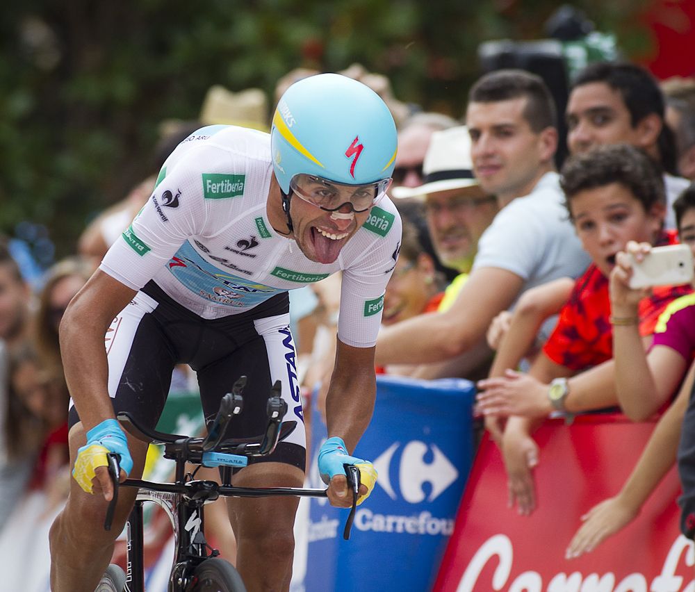 Fabio Aru (Astana) in action during stage 17 of the 2015 Vuelta a Espana.
