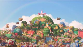 Still of the castle in The Super Mario Brothers Movie.