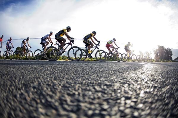 The lead bunch during stage four