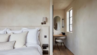 neutral bedroom with dressing room