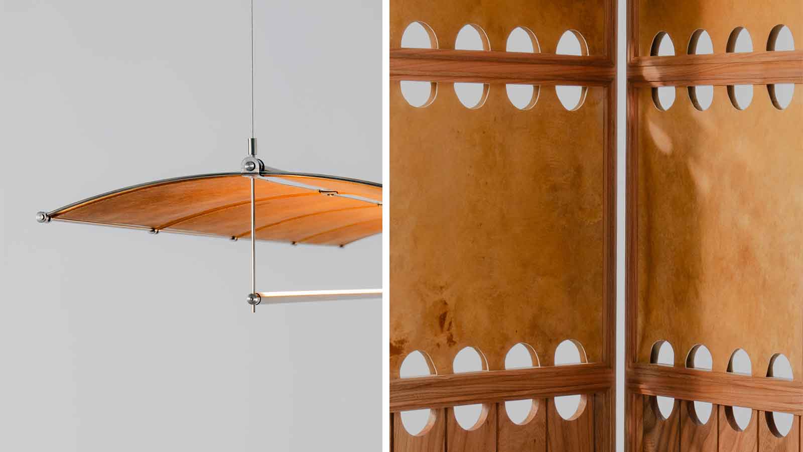 Mycoworks lamp and paravent detail