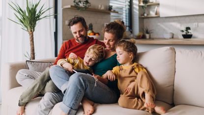 Young family spending time together at home