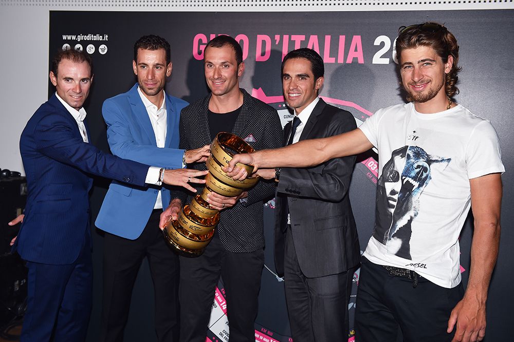 Valverde, Nibali, Basso, Contador and Sagan at the 2016 Giro d'Italia route persentation