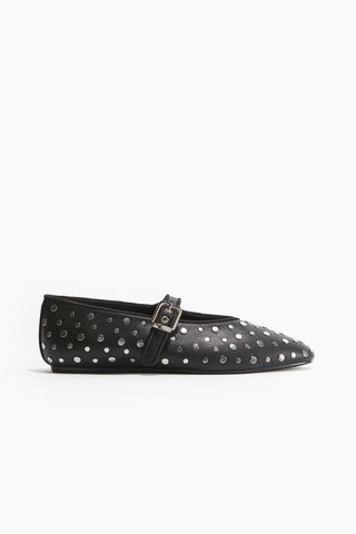 Studded Mary Jane Ballet Flats