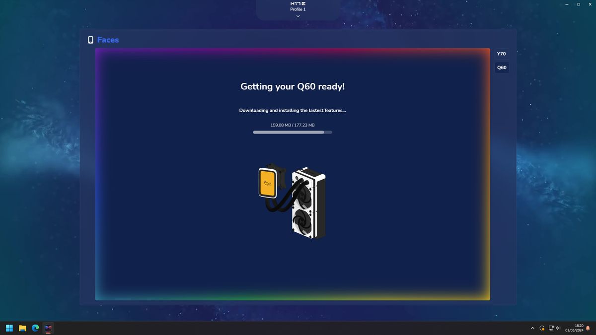 HYTE Nexus settings for THICC Q60 all in one cooler
