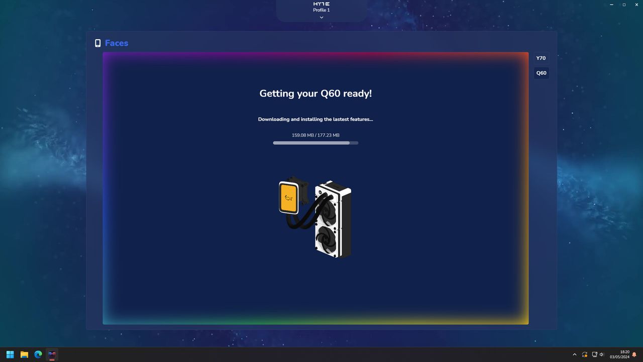 HYTE Nexus settings for THICC Q60 all in one cooler