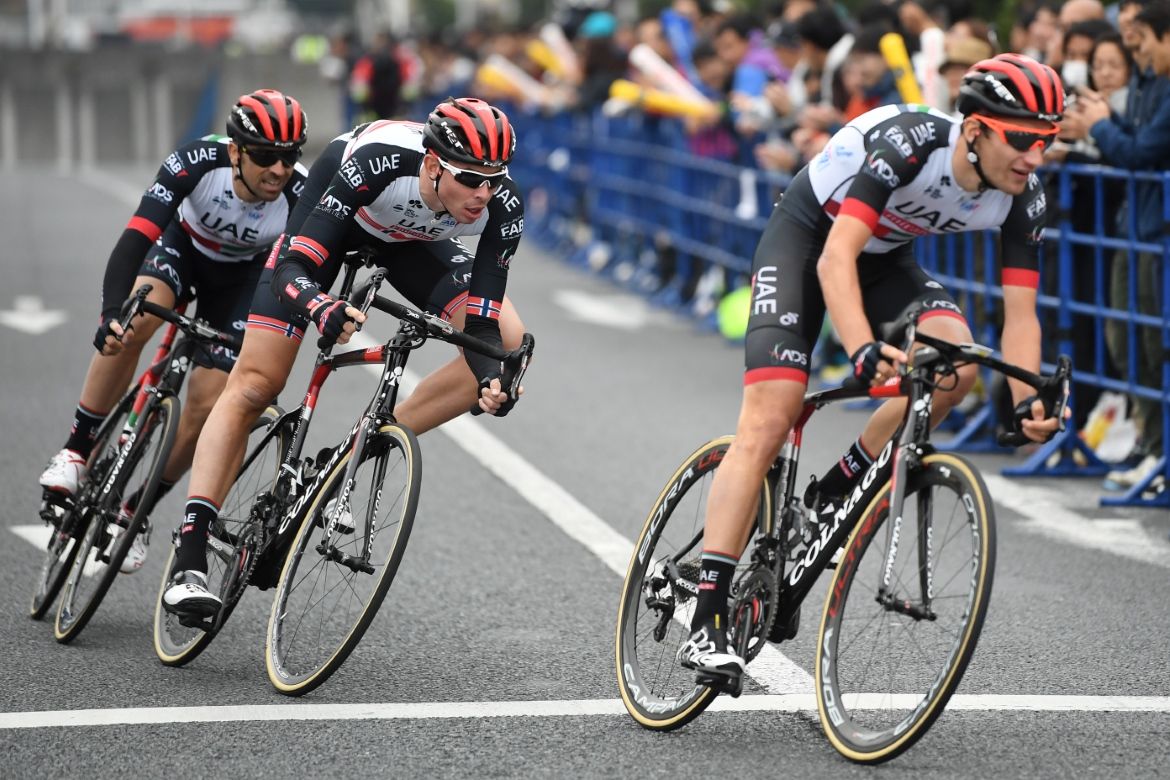 UAE Team Emirates in the team time trial