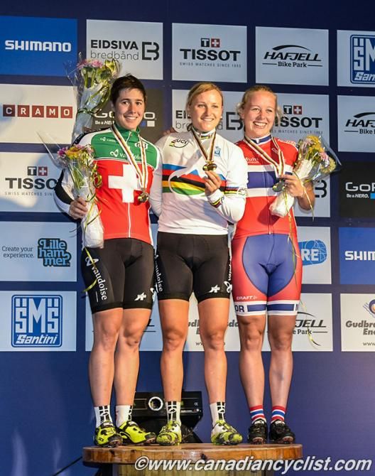 Elite women's eliminator world championship podium - Linda Indergand, Kathrin Stirnemann, Ingrid Boe Jacobsen